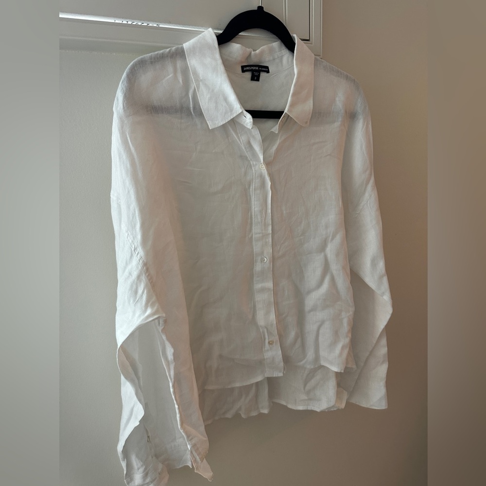 James Perse Linen shirt blouse top LARGE 3